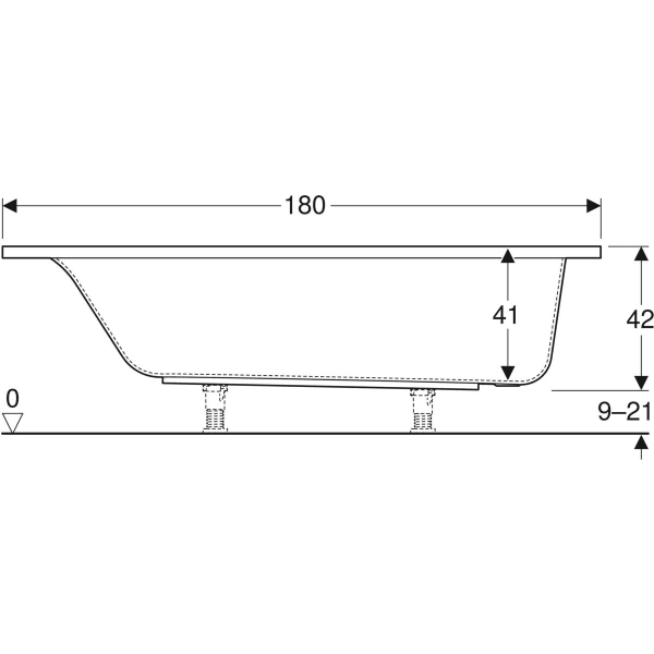 Geberit Renova Plan Rechteckbadewanne 180x80x42cm, weiß