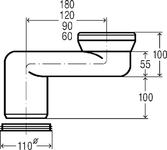 Viega Versprungbogen 8090 in DN100 Verspr. 180mm Kunststoff weiss