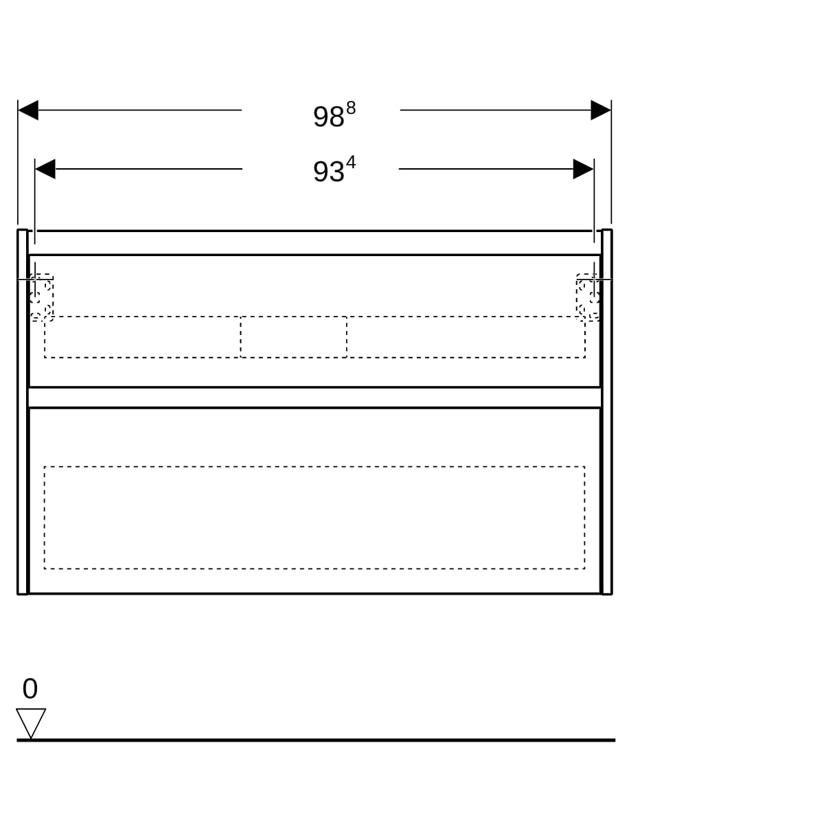 Geberit Unterschrank für MWT, 2 Schubladen B:100cm, Eiche natur