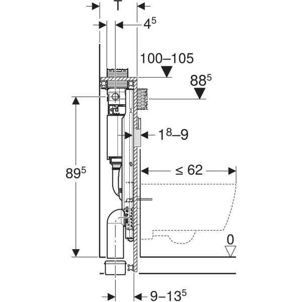 Geberit GIS Element für Wand-WC 100cm mit Omega UP-SPK 12cm Bet. vorne/oben