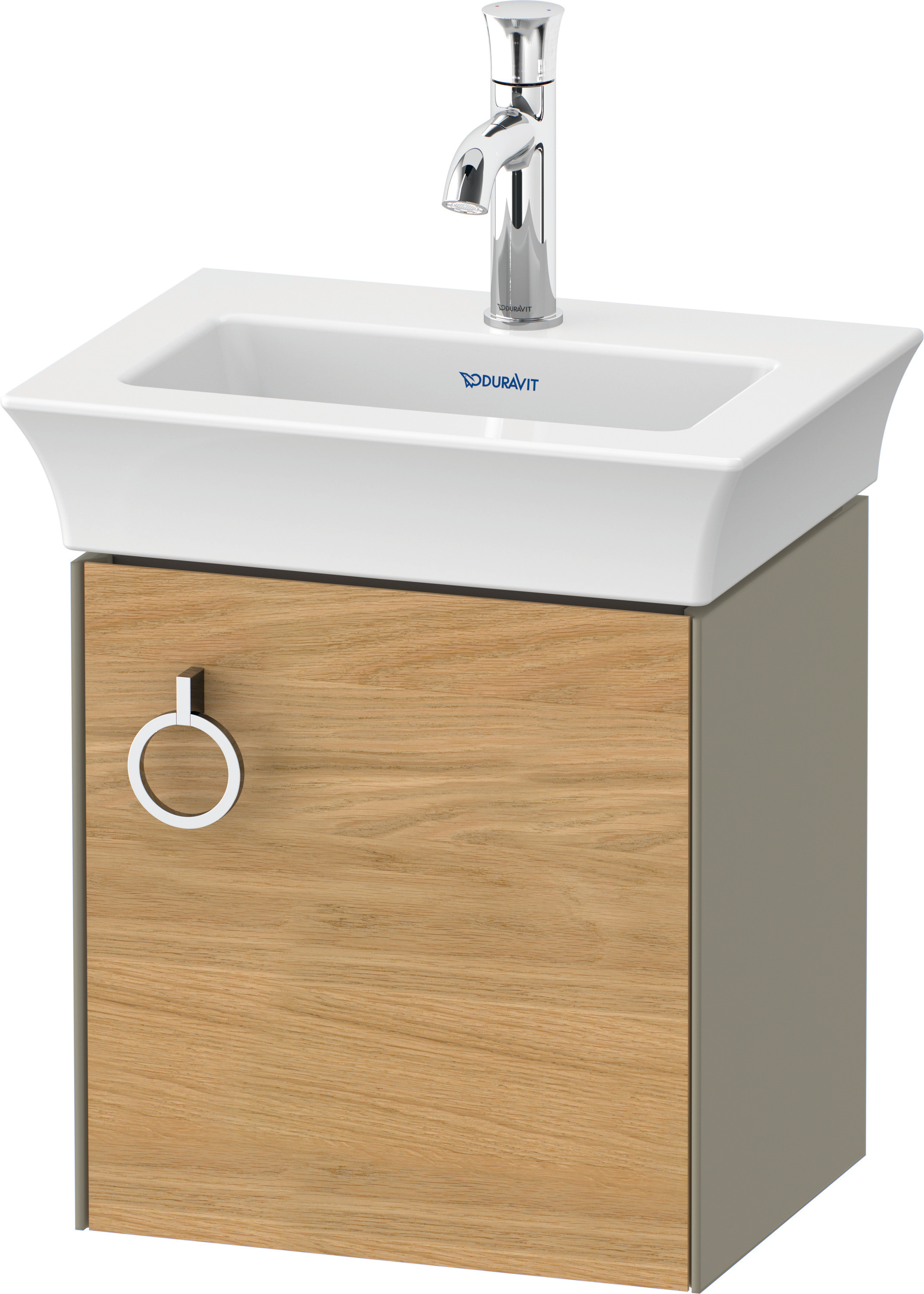 Duravit WTU wandh. White Tulip,1 Tür m.Griff 410x384x298,TA r.,Eiche N.M./Steing.HGL