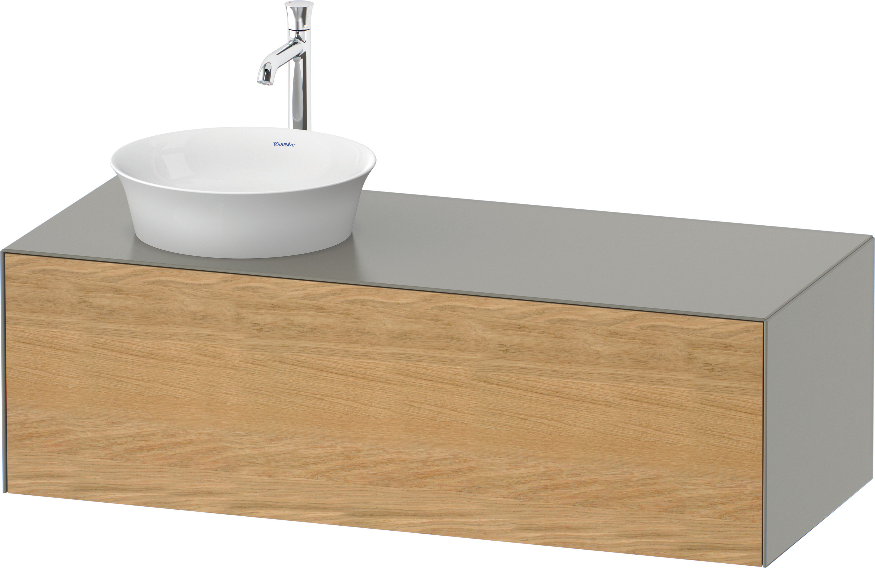 Duravit WTU White Tulip wandh,1 Auszug,B li. 408x1300x550mm,Eiche N.M/Steingrau Sdm
