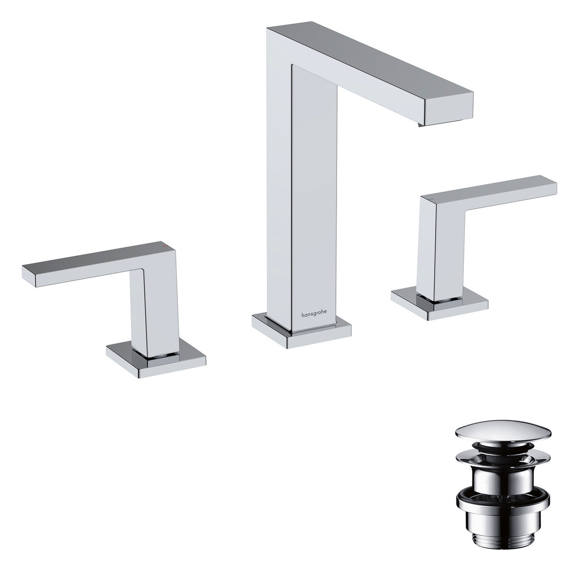 Hansgrohe 3-Loch WTA 150 Tecturis E mit Push-Open Ablaufgarnitur chrom