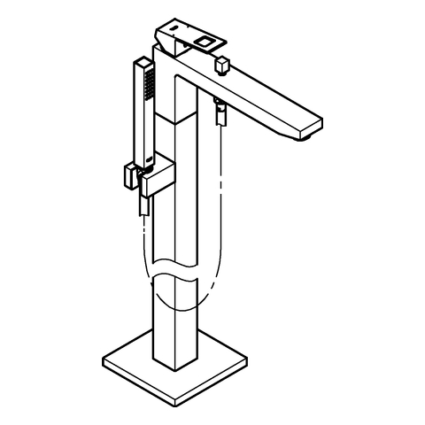 GROHE EH-Wannenbatterie Eurocube 23672_1 FMS Bodenmontage hard graphite gebürstet