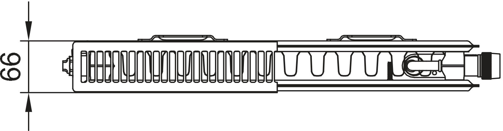 Kermi x2 Plan-V T12 605x66x705 QN780, RAL9016, 10bar, Vent.re, m.Abd,BK