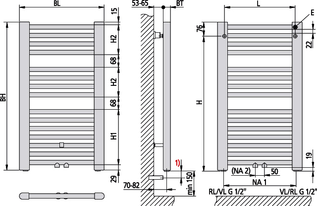 Kermi Basic-50 BH1770x35x899mm QN1433, pergamon