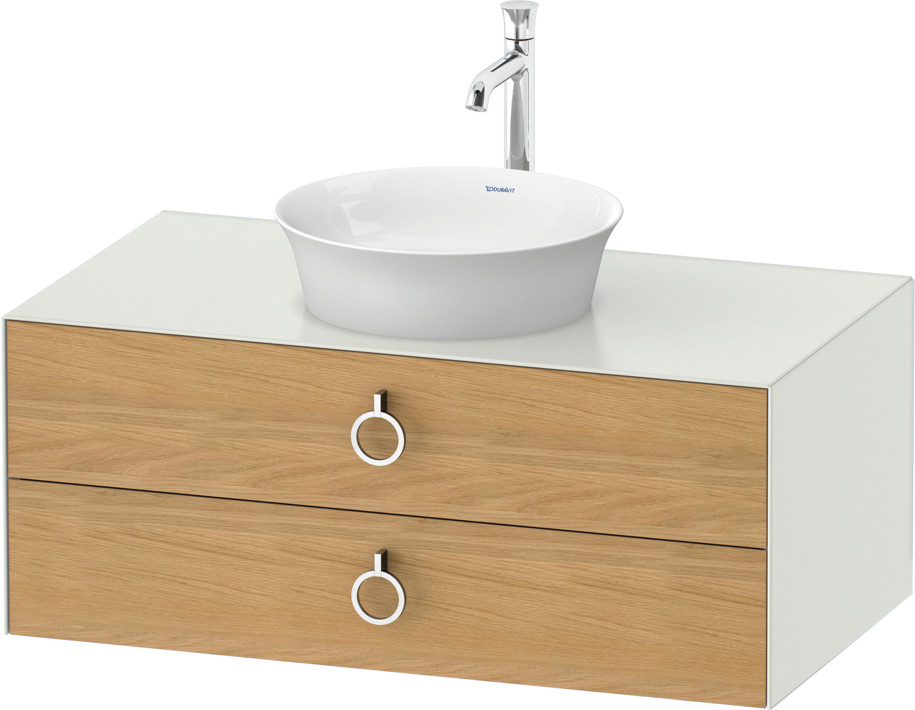 Duravit WTU wandh.White Tulip,2Schk.,m.Griff 408x1000x550,Eiche N.M./Weiß Seidenmatt