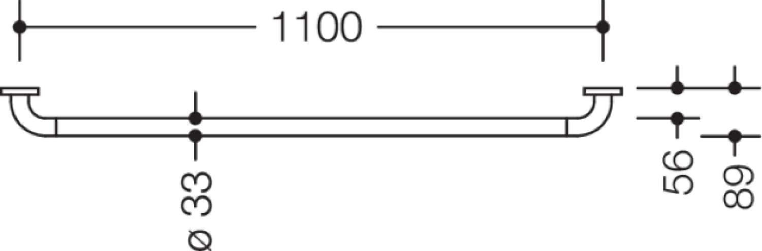HEWI Haltegriff Ser 801 d:33, AM:1100mm, BM211.2 reinweiß