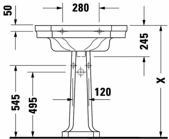 DU Waschtisch 1930 700 mm mit ÜL, mit HLB, 1 HL, weiß