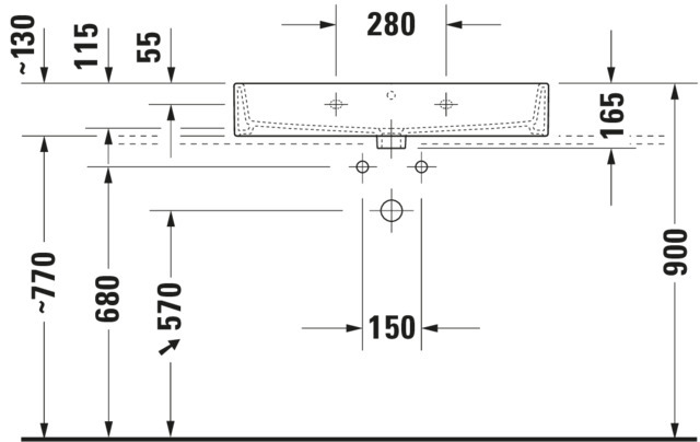 DU Waschtisch Vero Air 800mm o.ÜL,m.HLB,o.HL,geschl.,weiß
