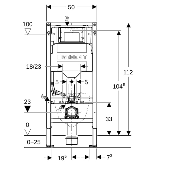 Geberit Duofix Element für Wand-WC, Höhe 112 cm, mit SIGMA Unterputz-Spülkasten - 111300006