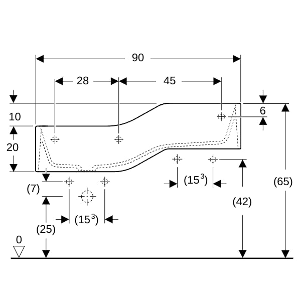 Geberit Bambini Spiel-/Waschlandschaft B:90cm 2 Waschpl., tieferes B li, 2 Hl., weiß
