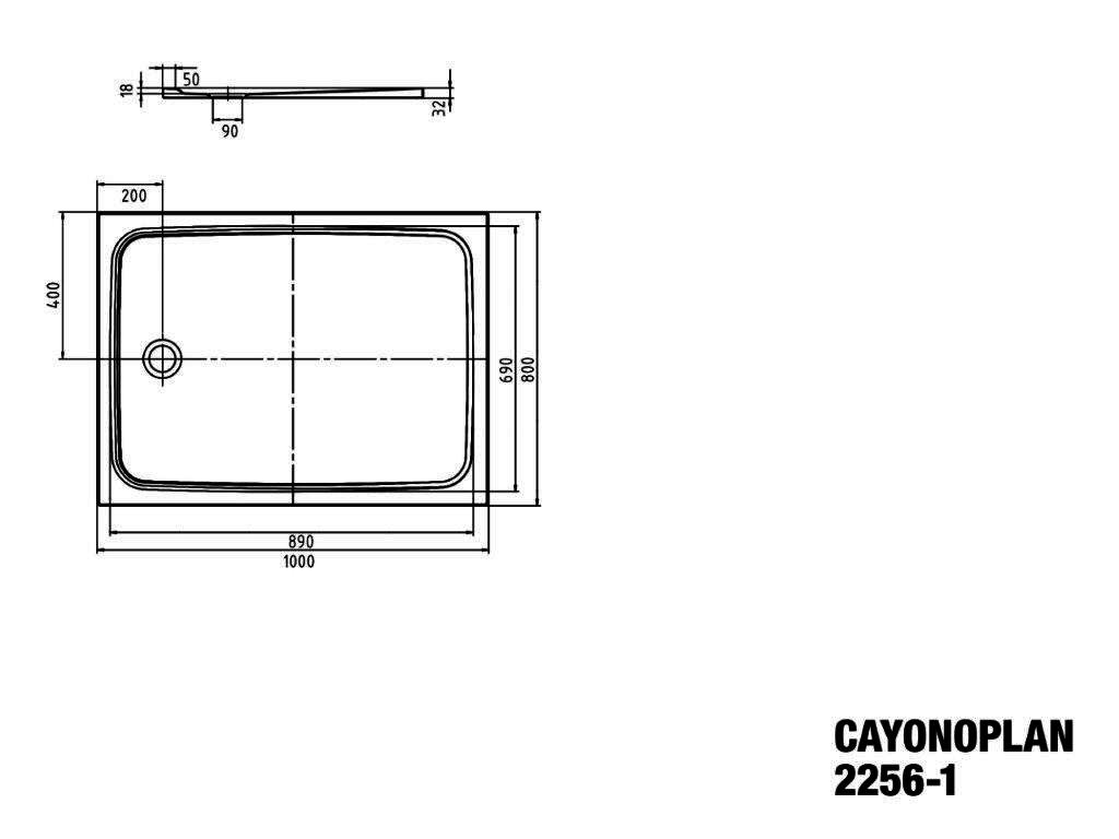 KA DW CAYONOPLAN Mod.2256-1,800x1000mm, alpinweiß,Perl-Effekt,mit Vollantislip