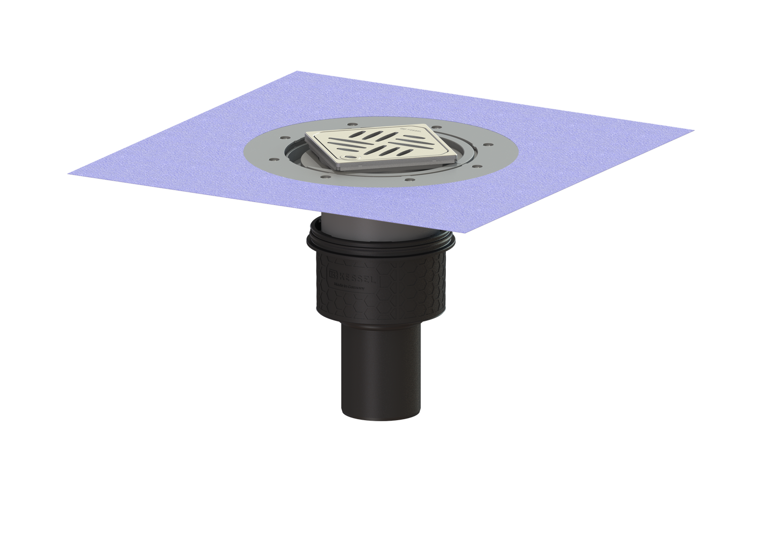 KESSEL-Boden-/Deckenablauf Ecoguss DN 80, senkr., Variofix, Designrost