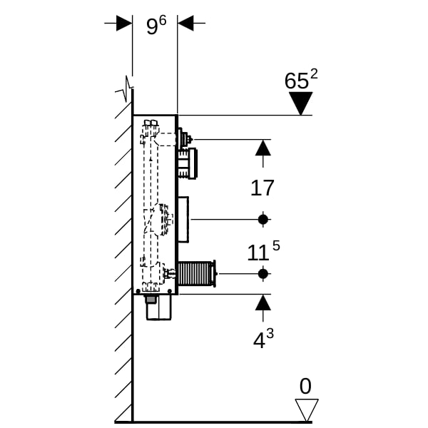 Geberit AP Armaturenblock m. 2 WZ-Strecken 2 UP-Absperrventile u. Anschl. T-Stück