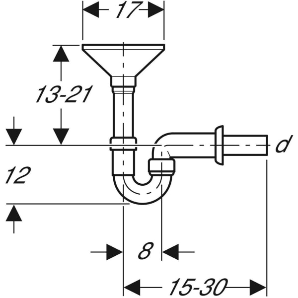 Geberit Rohrbogengeruchsverschluss für Geräte mit Trichter oval d40