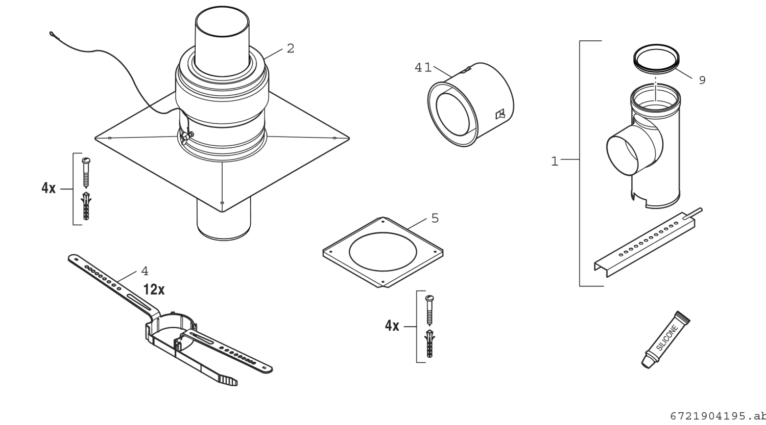 BOSCH Abgaszubehör FC-Set160 Gbsatz Kaskade B23P im Schacht, d:160mm