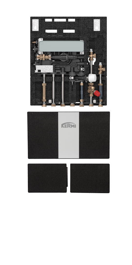 Kermi x-net Wohnungsstation pro S75 5L Heizkreis ungemischt, 2 x WMZ + AB PM20