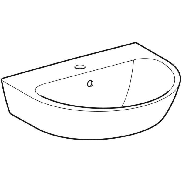 Geberit Renova Waschtisch, 55x45cm m. Hl. mittig, m. Ül., weiß, KeraTect