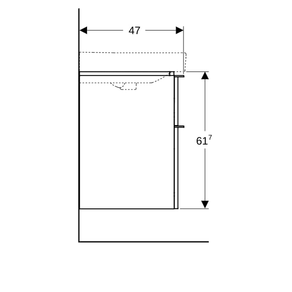 Geberit Smyle US für WT, eckig, m. 2 Schubl. 118,4x61,7x47cm, Nussbaum