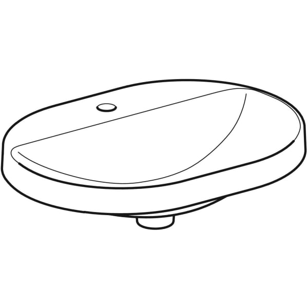 Geberit VariForm Einbauwaschtisch, elliptisch mit HLB, 60x45cm, o. Ül., weiß, KeraTect