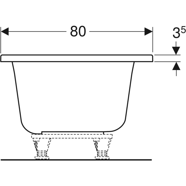 Geberit Renova Plan Rechteckbadewanne Duo 180x80x42cm, weiß