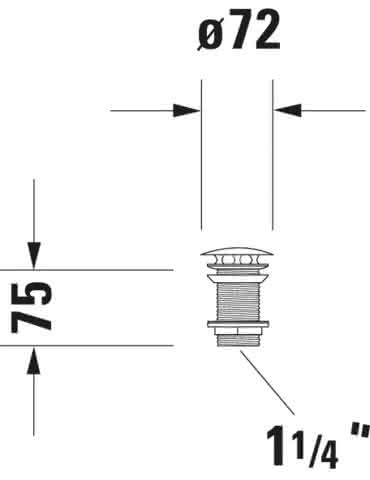 DU Schaftventil, für Waschtisch o.ÜL Höhe 75mm, Chrom
