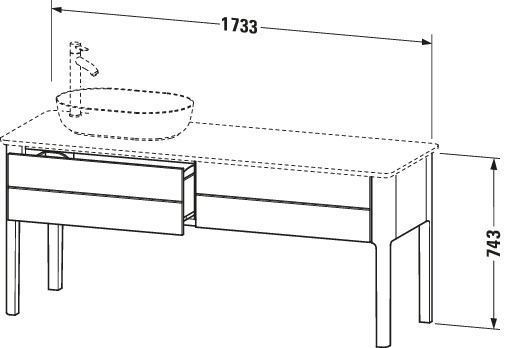 Duravit WTU bodenstehend Luv 743x1783x570mm 2 Auszüge,Siphonausschn.l.Nachtblau SeM