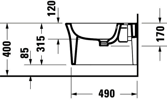 DU Wandbidet White Tulip, 540mm, Weiß mit ÜL, mit HLB, 1 HL