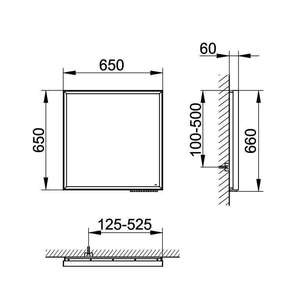 KEUCO LS R. Lumos 14597, silber-erloxiert, 650 x 650 x 60 mm