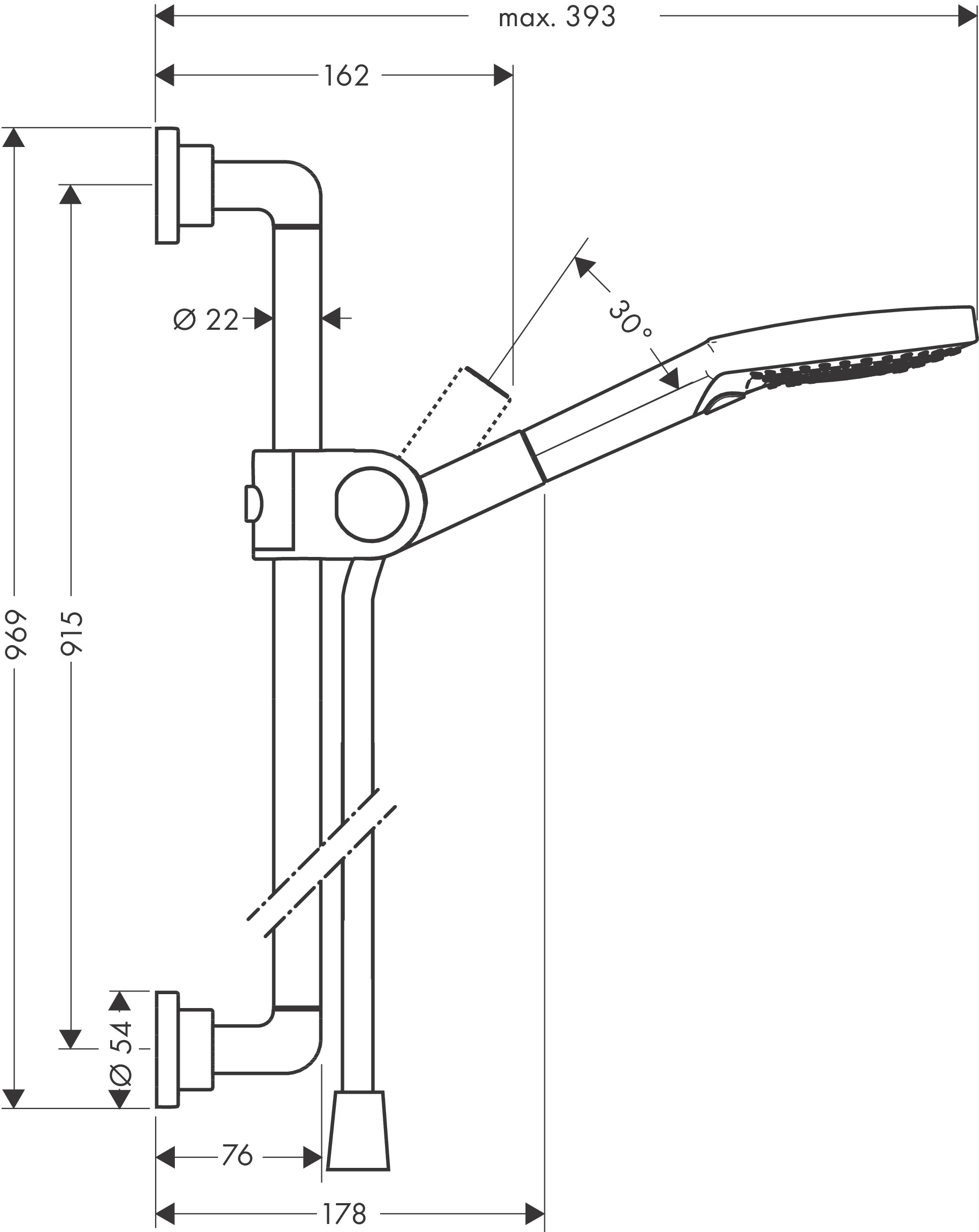 Hansgrohe Brausenset Axor Citterio 900mm PBR mit Handbrause 120 3jet