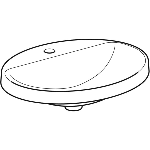 Geberit VariForm Einbauwaschtisch, oval mit HLB, 60x48cm, o. Ül., weiß, KeraTect