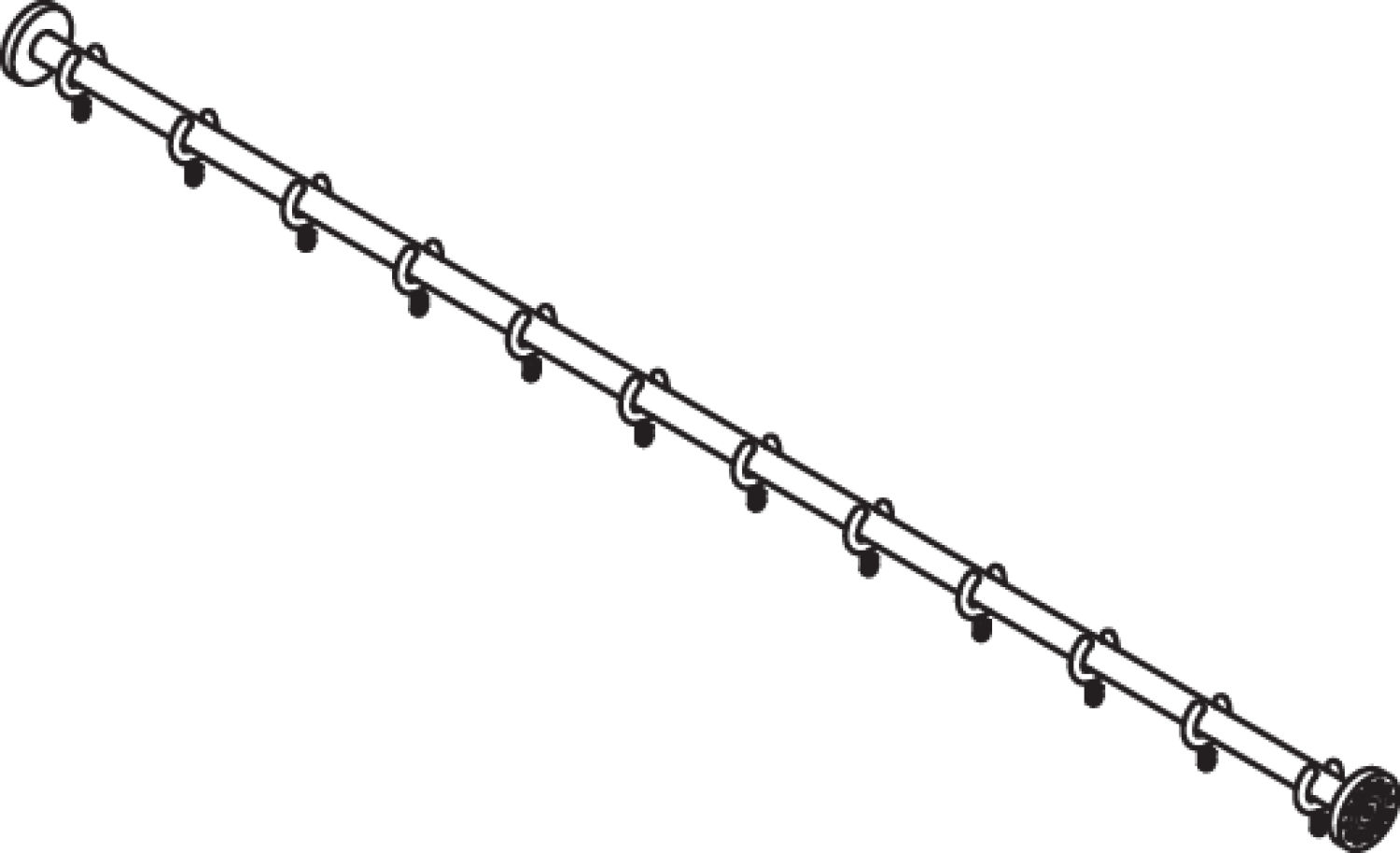 HEWI Vorhangstange, d:25, L=1524mm, Schliff