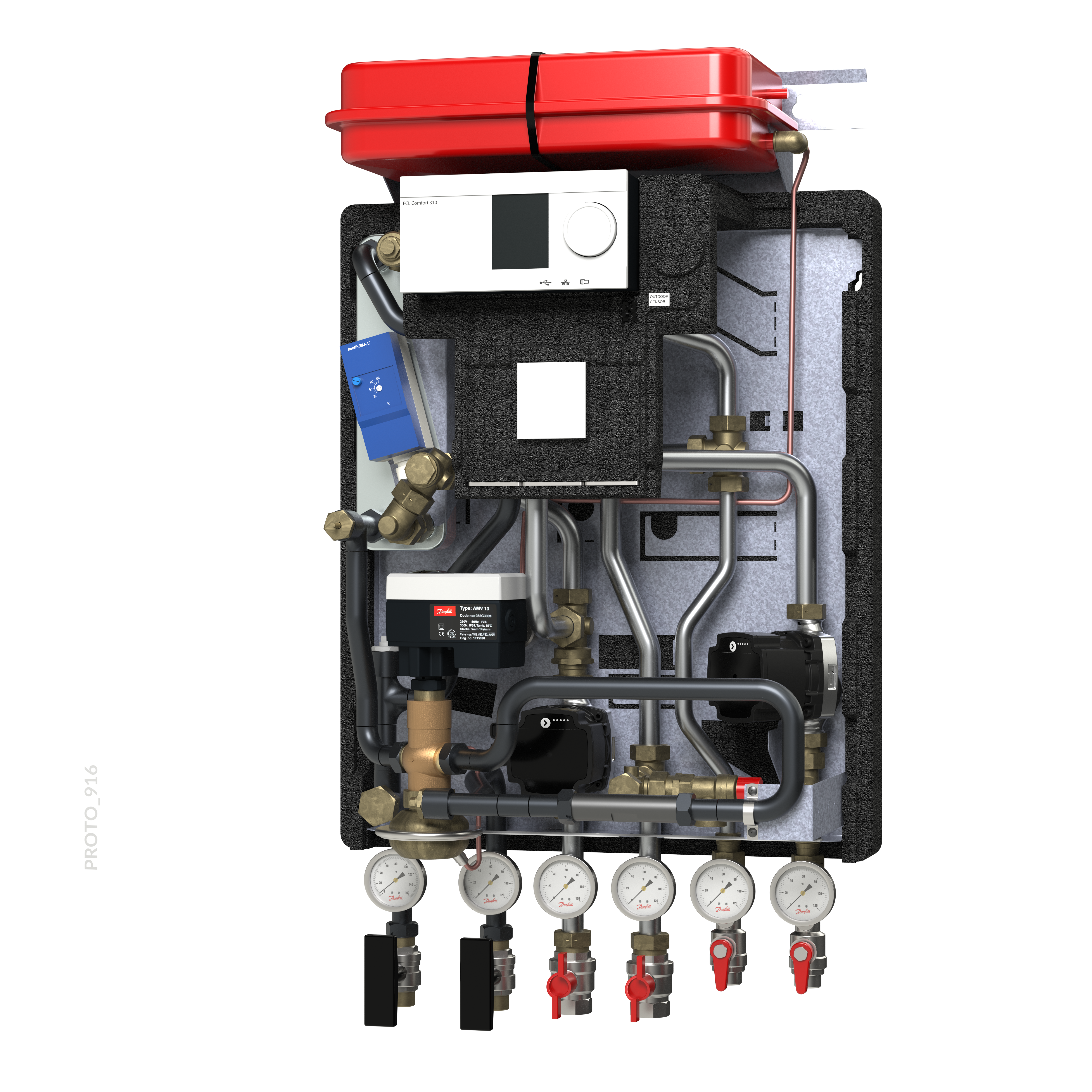 Danfoss Hausstation VXe Solo HWS HT, 2 HE:47kW, ECL310/A237, PN25, STW
