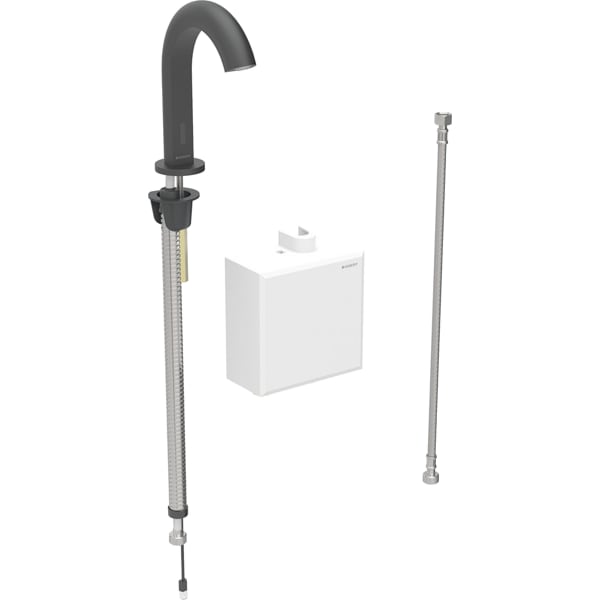 Geberit Piave WT-Arm., Standmontage, Batterie mit AP-Funkt.Box, o.Misch., schwarz matt Geberit Piave WT-Arm., Standmontage, Batterie mit AP-Funkt.Box, o.Misch., schwarz matt