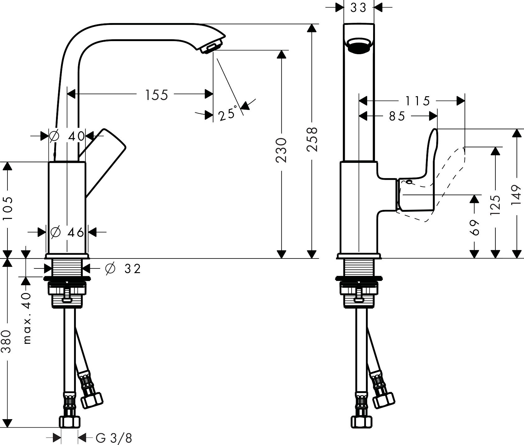 Hansgrohe Waschtischmischer 230 Metris  Schwenkauslauf chrom push-open