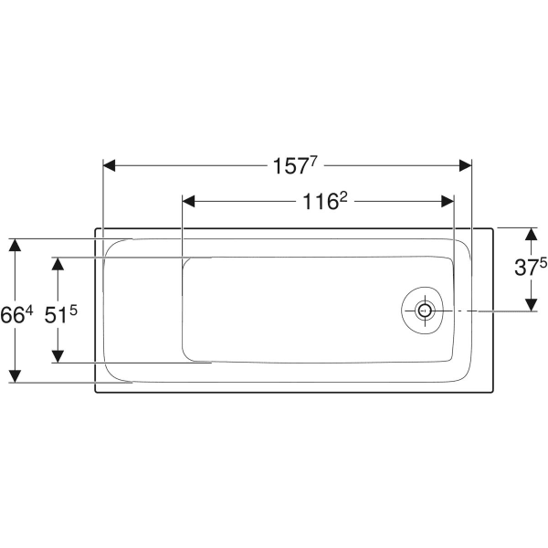 Geberit Tawa Badewanne, schmaler Rand rechteckig, 170x75cm, weiß