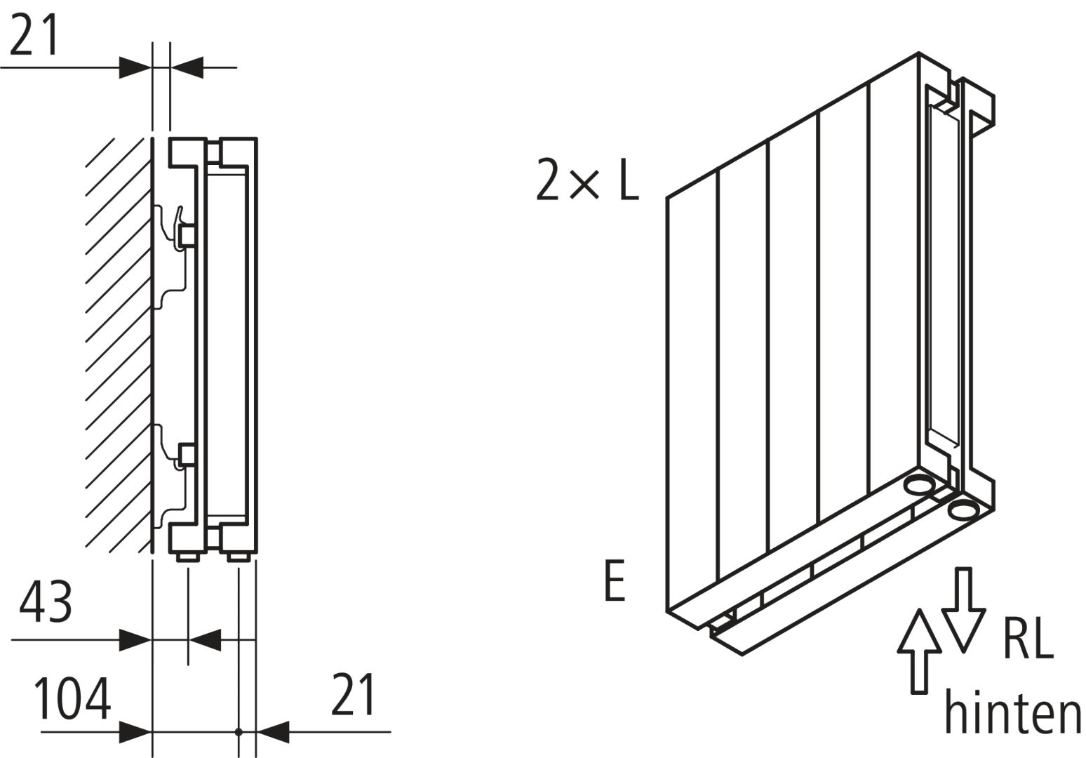 Kermi Heizwand HVN Typ20 BH1800x104x630 QN1722, RAL9016, 6 bar, ANB12