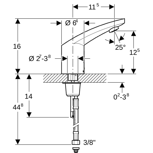 Geberit Typ 185 Waschtischarmatur, Netzbetr. mit Mischer und Griff, hgl. verchromt