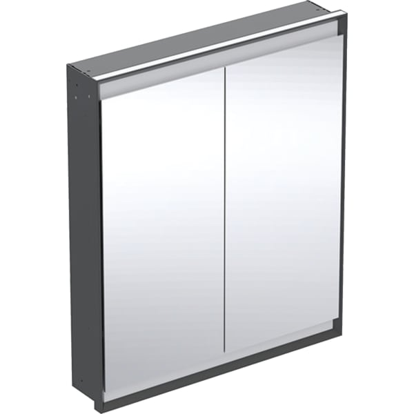 Geberit ONE SPS, Comf.Light, 2 Türen, UP-Mont 75x90x15cm, schwarz matt/alu. plvb