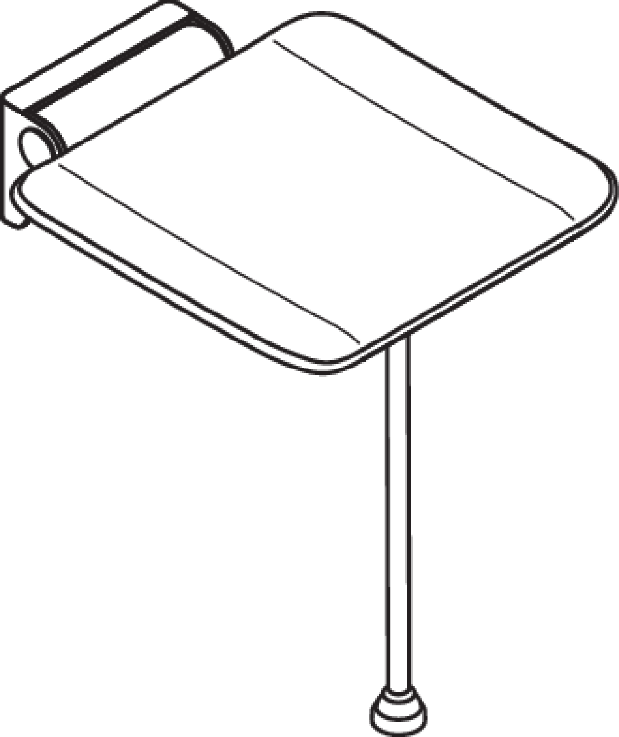 HEWI Klappsitz, 350x415, schliff, Bod-St.,Sitzf.Kst. signalweiß