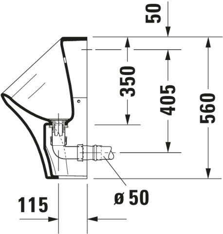 DU Urinal DuraStyle, Zulauf von hinten rimless, ohne Fliege, weiß