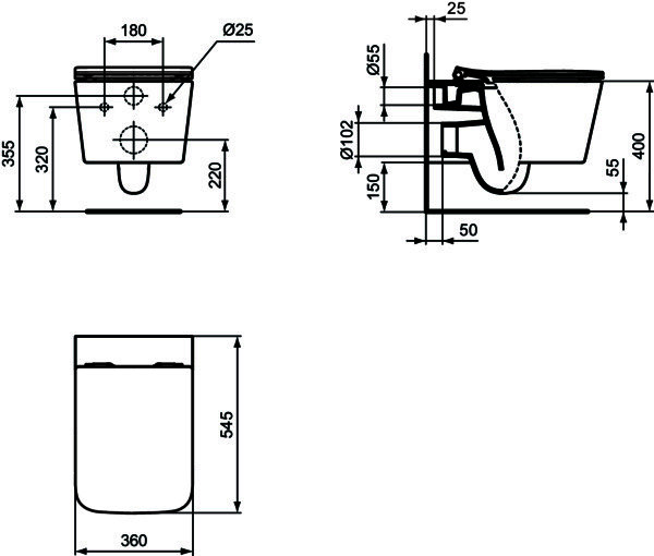 IS Wandtiefspül-WC Blend Cube AquaBlade 355x540x350mm Weiß