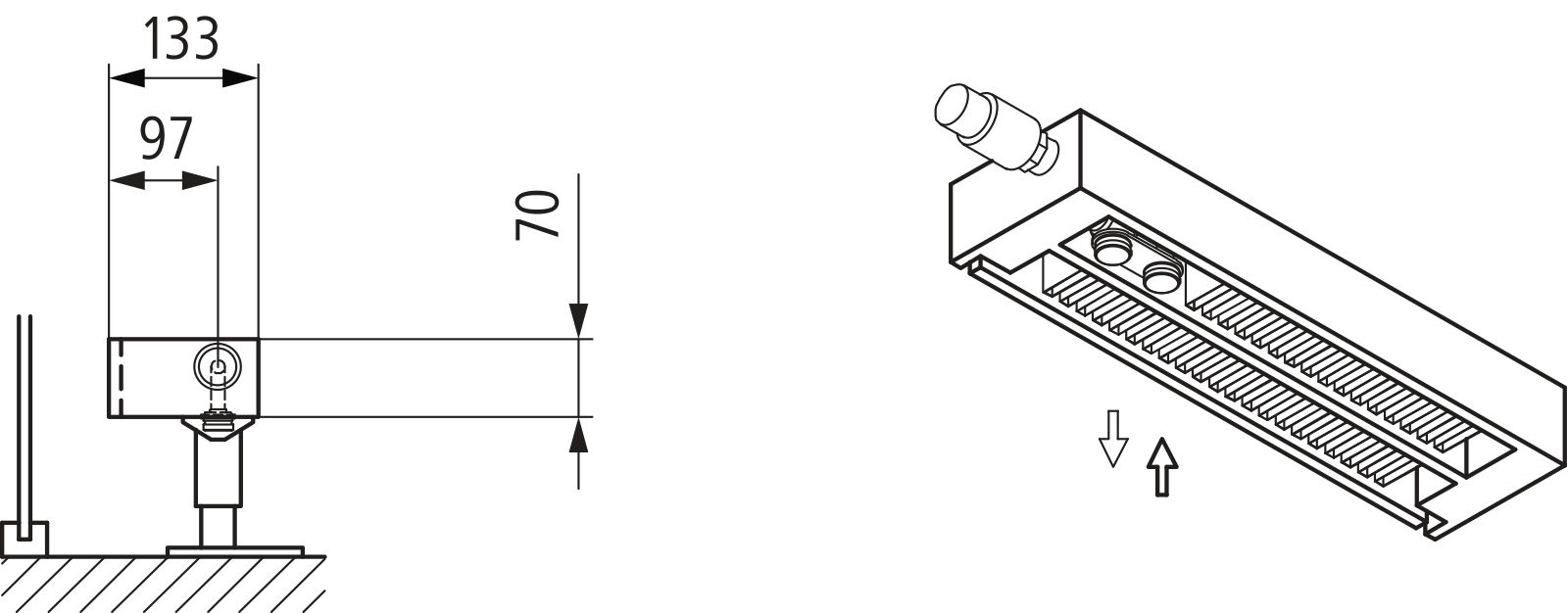 Kermi V-Kon S Typ22 BH210x133x1200mm QN1121,RAL9016,6 bar,m.Abd,Vent. re