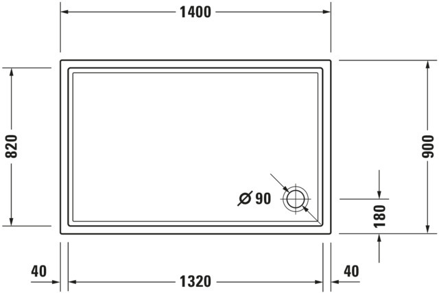 DU Starck Slimline Duschwanne, Rechteckig, 1400x900x55 mm, Weiß, Sanitä