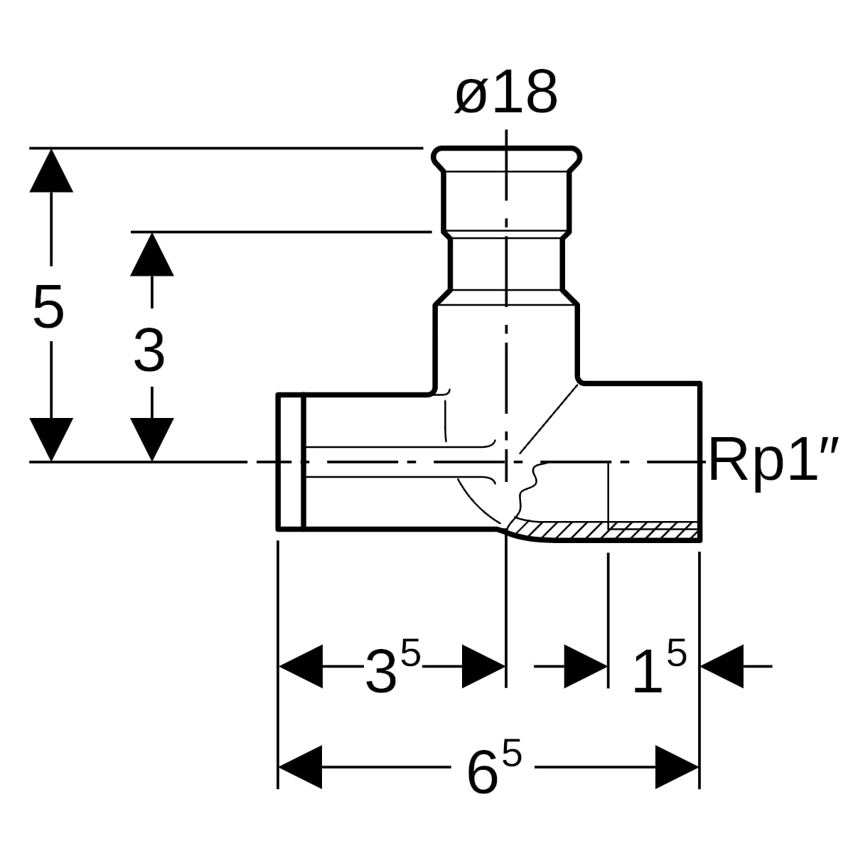 Geberit Mapress Edelstahl Anschlusswinkel 90Gr abgesetzt d18-Rp1/2