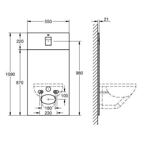 GROHE Glas-Designmodul 39980 für Rapid SL und Uniset moon white