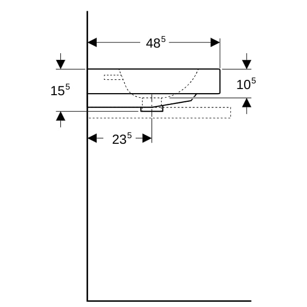 Geberit iCon Aufsatzwaschtisch, 75x48,5cm m. Hl., m. Ül., weiß