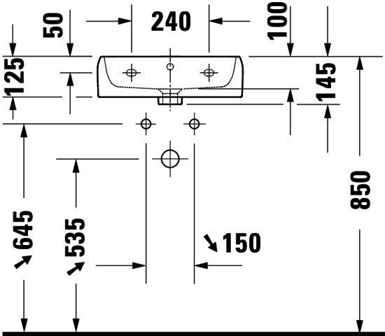DU Qatego Handwaschb. 450mm mit HLB,HL 1,mit ÜL, Weiß HG