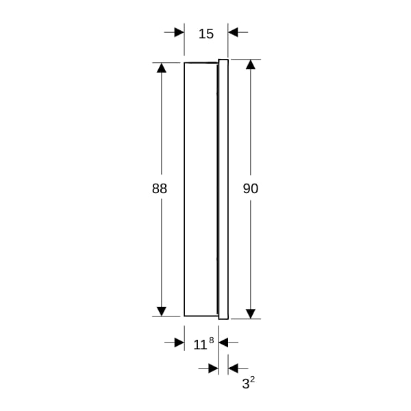 Geberit ONE SPS, Comf.Light, 2 Türen, UP-Mont 75x90x15cm, schwarz matt/alu. plvb